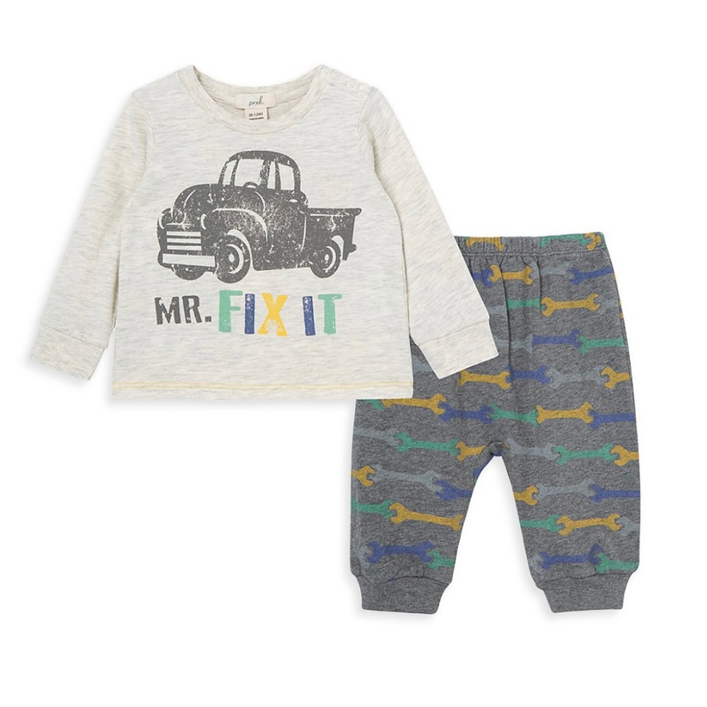 NWT Peek Kids Boys' Cotton Mr. Fix It Pants Set - Baby 18-24 months